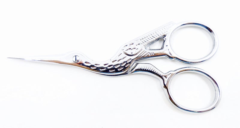 Gingher G-CST 3-1/2 inch Stork Embroidery Scissors (Chrome Handle) - Image 1
